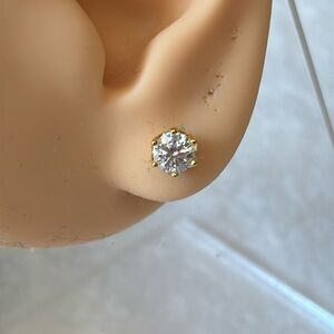 1 Carat Moissanite Diamond Stud Earrings 18k Gold over S925 Sterling Silver #62